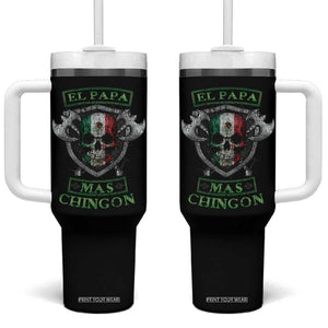 Mexican Dad Tumbler With Handle El Papa Mas Chingon Mexico Father's Day TB09 One Size: 40 oz Black Print Your Wear