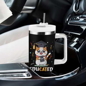 Graduation Cat Lover Tumbler With Handle Educated Cat Graduated Graduating TB09 Print Your Wear
