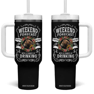 Weekend Forecast Horse Racing With A Chance Of Drinking Tumbler With Handle TB09 One Size: 40 oz Black Print Your Wear