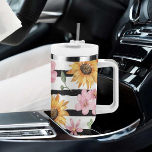 Christian Tumbler With Handle Be Still And Know Sunflower Aesthetic TB09 Print Your Wear