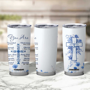 Christian Gifts Tumbler Cup You Are Enough Inspirational Flower Christ Cross TB09 Print Your Wear