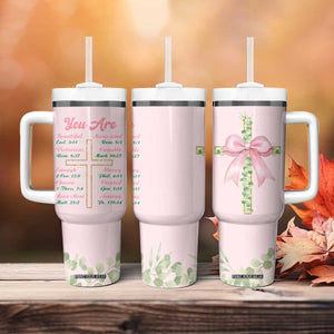 Christian Gifts Tumbler With Handle You Are Enough Inspirational Coquette Christ Cross TB09 Print Your Wear