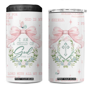 Christian Gifts 4 in 1 Can Cooler Tumbler I Am A Child Of God Coquette Christ Cross TB09 One Size: 16 oz Pink Print Your Wear