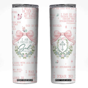 Christian Gifts Skinny Tumbler I Am A Child Of God Coquette Christ Cross TB09 Pink Print Your Wear