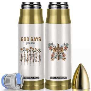 Christian Gifts Bullet Tumbler God Say You Are Inspirational Flower Butterfly Christ Cross TB09 Beige Print Your Wear
