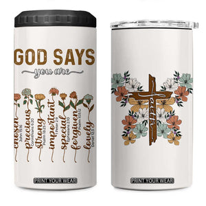 Christian Gifts 4 in 1 Can Cooler Tumbler God Say You Are Inspirational Flower Butterfly Christ Cross TB09 One Size: 16 oz Beige Print Your Wear