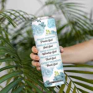 Christian Skinny Tumbler Thank God Faith Flower Christ Cross TB09 Print Your Wear