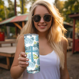 Christian Skinny Tumbler Thank God Faith Flower Christ Cross TB09 Print Your Wear