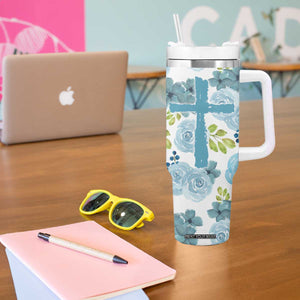 Christian Tumbler With Handle Thank God Faith Flower Christ Cross TB09 Print Your Wear