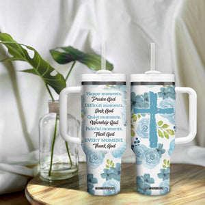 Christian Tumbler With Handle Thank God Faith Flower Christ Cross TB09 Print Your Wear