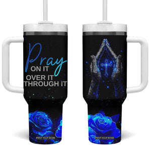 Christian Prayer Tumbler With Handle Pray On It Pray Over It Pray Through It TB09 One Size: 40 oz Black Print Your Wear
