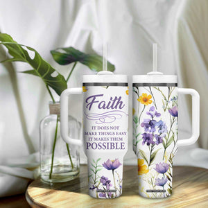 Christian Tumbler With Handle Faith Does Not Make Things Easy It Makes Them Possible TB09 Print Your Wear