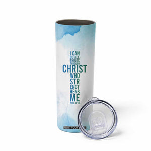 Christian Skinny Tumbler I Can Do All Things Through Christ Watercolor Christ Cross TB09 Print Your Wear
