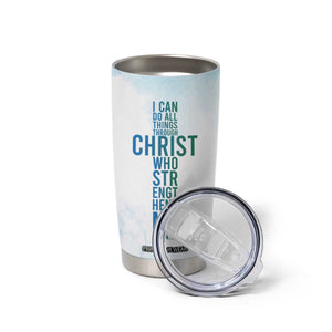 Christian Tumbler Cup I Can Do All Things Through Christ Watercolor Christ Cross TB09 Print Your Wear