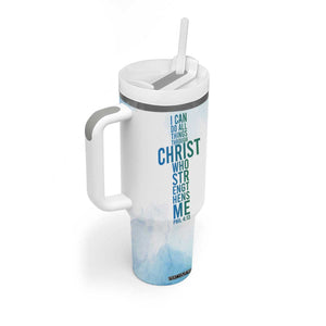 Christian Tumbler With Handle I Can Do All Things Through Christ Watercolor Christ Cross TB09 Print Your Wear