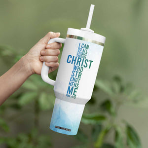 Christian Tumbler With Handle I Can Do All Things Through Christ Watercolor Christ Cross TB09 Print Your Wear