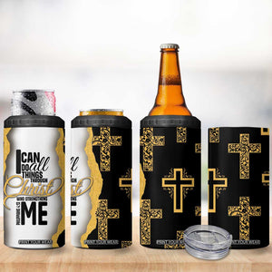 Christian 4 in 1 Can Cooler Tumbler I Can Do All Things Through Christ Aesthetic TB09 Print Your Wear