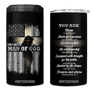 Christian Gifts For Men 4 in 1 Can Cooler Tumbler Man Of God Inspirational Bible Patriotic American Flag TB09 One Size: 16 oz Black Print Your Wear