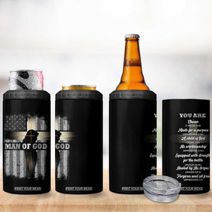 Christian Gifts For Men 4 in 1 Can Cooler Tumbler Man Of God Inspirational Bible Patriotic American Flag TB09 Print Your Wear