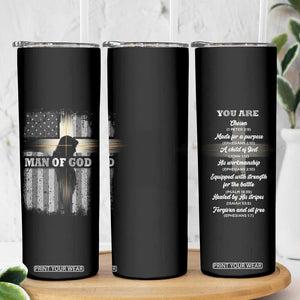 Christian Gifts For Men Skinny Tumbler Man Of God Inspirational Bible Patriotic American Flag TB09 Print Your Wear