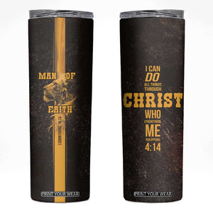 Christian Gifts For Men Skinny Tumbler Man Of Faith I Can Do All Things Through Christ TB09 Black Print Your Wear