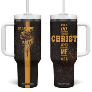 Christian Gifts For Men Tumbler With Handle Man Of Faith I Can Do All Things Through Christ TB09 One Size: 40 oz Black Print Your Wear
