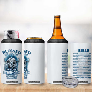 Christian Gifts For Men 4 in 1 Can Cooler Tumbler Bible Emergency Numbers Lion Christ Cross TB09 Print Your Wear