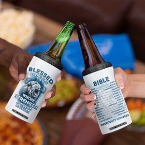 Christian Gifts For Men 4 in 1 Can Cooler Tumbler Bible Emergency Numbers Lion Christ Cross TB09 Print Your Wear