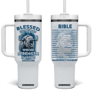 Christian Gifts For Men Tumbler With Handle Bible Emergency Numbers Lion Christ Cross TB09 One Size: 40 oz White Print Your Wear