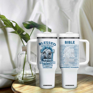 Christian Gifts For Men Tumbler With Handle Bible Emergency Numbers Lion Christ Cross TB09 Print Your Wear