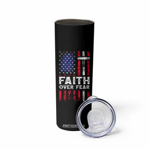 Christian Gifts For Men Skinny Tumbler Faith Over Fear Be Strong And Courageous TB09 Print Your Wear