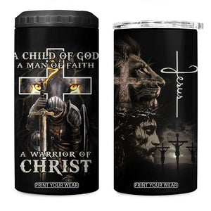 Christian Gifts For Men 4 in 1 Can Cooler Tumbler A Child of God Man of Faith Warrior of Chirst TB09 One Size: 16 oz Black Print Your Wear