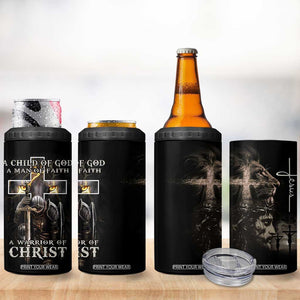 Christian Gifts For Men 4 in 1 Can Cooler Tumbler A Child of God Man of Faith Warrior of Chirst TB09 Print Your Wear
