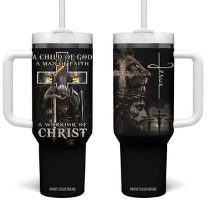 Christian Gifts For Men Tumbler With Handle A Child of God Man of Faith Warrior of Chirst TB09 One Size: 40 oz Black Print Your Wear