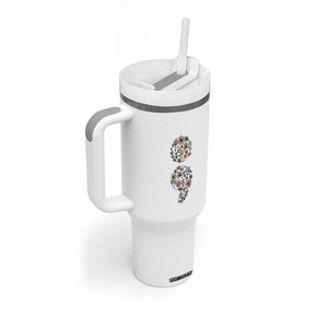 Suicide Prevention Awareness Tumbler With Handle You Matter Semicolon Flowers TB09 Print Your Wear