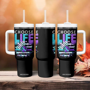 Suicide Prevention Tumbler With Handle Choose Life Sunflower American Flag TB09 Print Your Wear