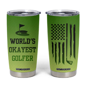 Gifts for Golf Player Tumbler Cup World's Okayest Golfer TB09 Green Yellow Gradient Print Your Wear