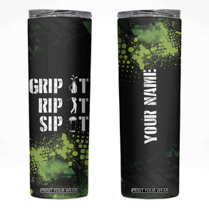Personalized Funny Golf Player Skinny Tumbler Custom Name Grip It Rip It Sip It Beer Drinking TB09 Black Print Your Wear
