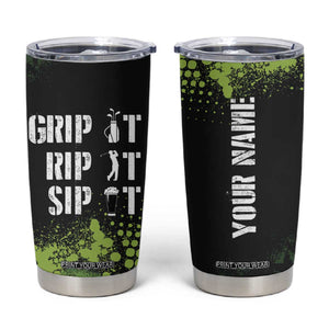 Personalized Funny Golf Player Tumbler Cup Custom Name Grip It Rip It Sip It Beer Drinking TB09 Black Print Your Wear