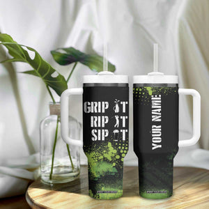 Personalized Funny Golf Player Tumbler With Handle Custom Name Grip It Rip It Sip It Beer Drinking TB09 Print Your Wear