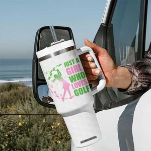 Personalized Golf Player Tumbler With Handle Custom Name Just A Girl Who Loves Golf TB09 Print Your Wear