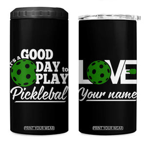 Personalized Pickleball Player 4 in 1 Can Cooler Tumbler Custom Name It's A Good Day To Play Pickleball TB09 One Size: 16 oz Black Print Your Wear