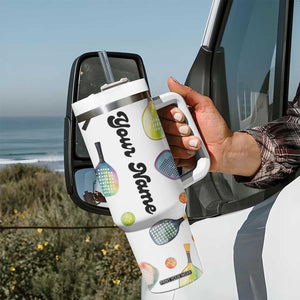 Personalized Pickleball Player Tumbler With Handle Custom Name Pickle Ball Lover TB09 Print Your Wear