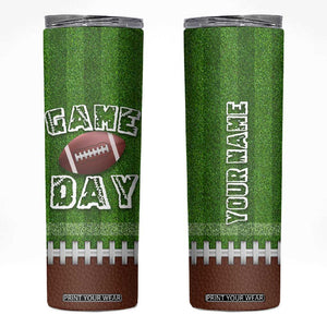 Personalized Gifts for Football Lover Skinny Tumbler Custom Name Game Day TB09 Football Field Print Your Wear