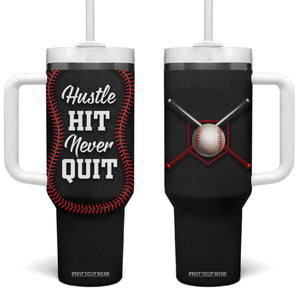 Gifts for Baseball Lover Tumbler With Handle Hustle Hit Never Quit TB09 One Size: 40 oz Black Print Your Wear