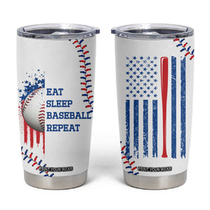 Gifts for Baseball Lover Tumbler Cup Eat Sleep Baseball Repeat TB09 White Print Your Wear