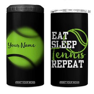 Personalized Tennis Player 4 in 1 Can Cooler Tumbler Custom Name Eat Sleep Tennis Repeat TB09 One Size: 16 oz Black Print Your Wear