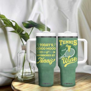 Gifts for Tennis Player Tumbler With Handle Today's Good Mood Is Sponsored By Tennis And Wine TB09 Print Your Wear