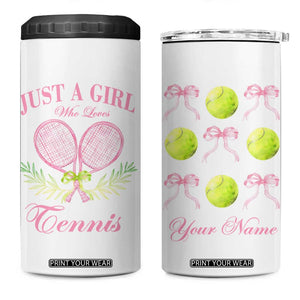Personalized Tennis Player 4 in 1 Can Cooler Tumbler Custom Name Just A Girl Who Loves Tennis TB09 One Size: 16 oz White Print Your Wear