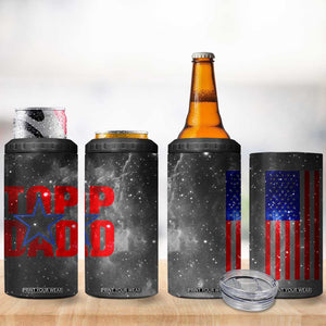 Top Dad 4 in 1 Can Cooler Tumbler American Patriotic Gifts For Dad TB09 Print Your Wear